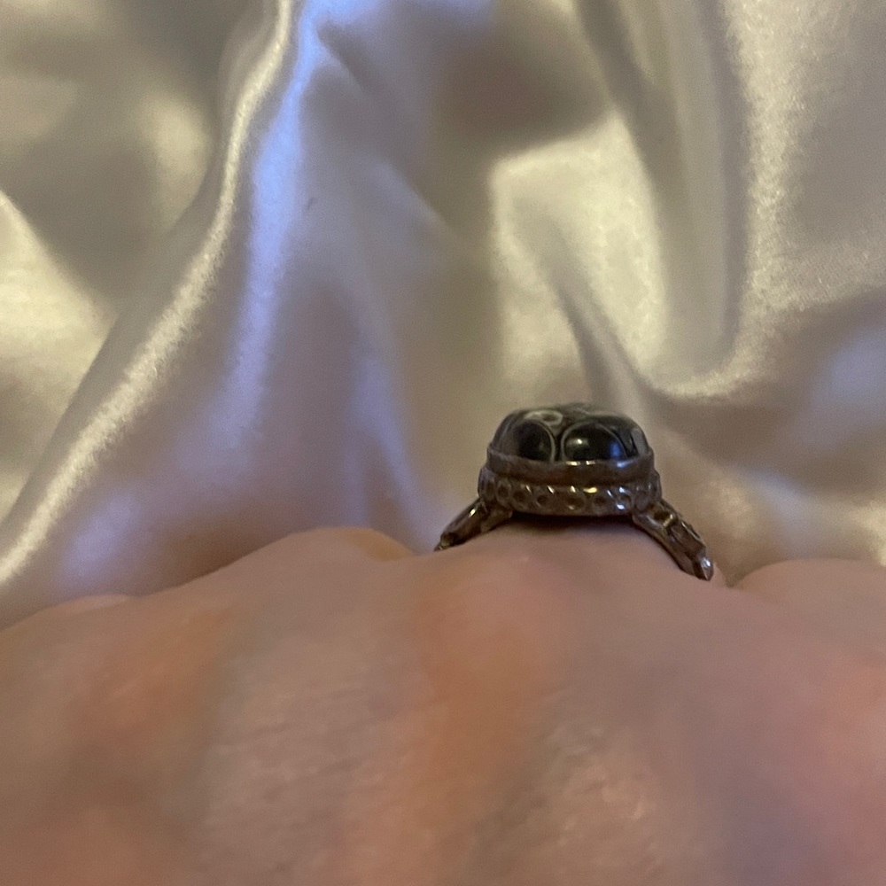 Fossil Stone Ring 8.5 Sterling Stamped 925 - Picture 4 of 6